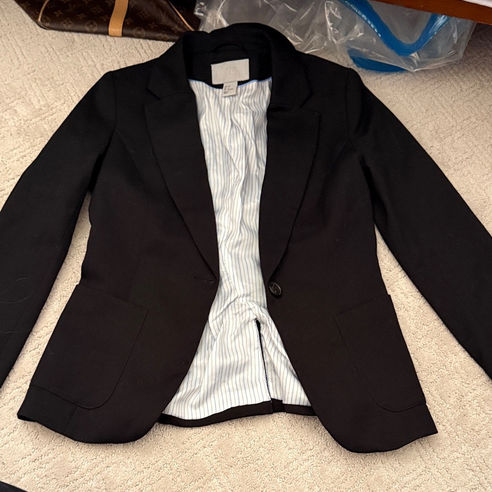 H&M Black Women’s Blazer with Striped Lining